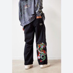 Ed Hardy UO Exclusive Embroidered Dragon Cargo Pants
